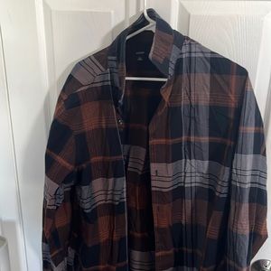 Long sleeve brown and black dress shirt